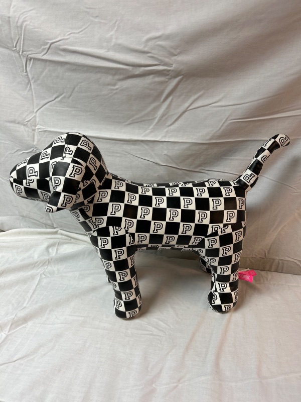Photo 1 of Victoria's Secret Pink Giant Dog Black & White Checkered 24"x16" LIMITED Edition 2018 fashion show.