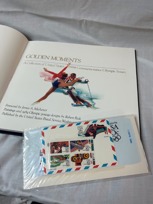 Photo 2 of Golden Moments US 1984 Olympic Issues Stamp Book with Stamps