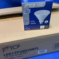 Photo 1 of Full sealed case of 12 TCP LED 15 W dimmable Par 38 flood lightbulbs