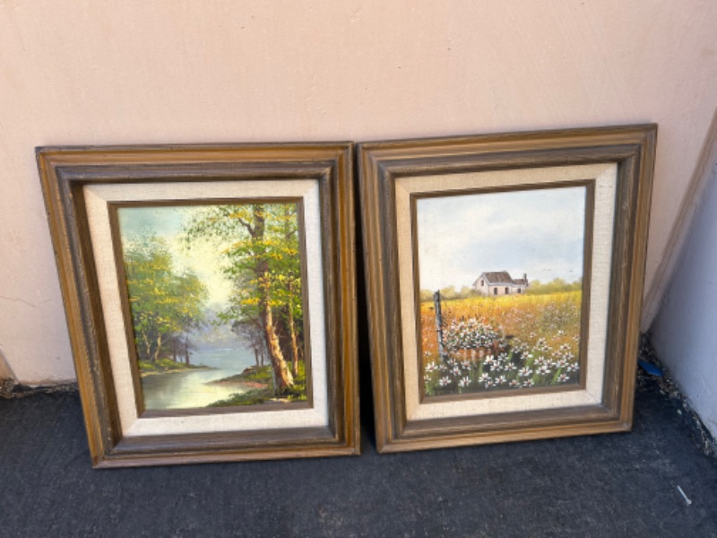 Photo 1 of Two small framed oil paintings measures 14.5 x 12.5 