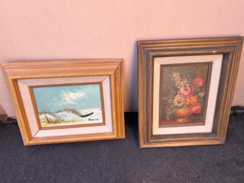 Photo 1 of Two small framed oil paintings measures 11.5 x 9.5 
