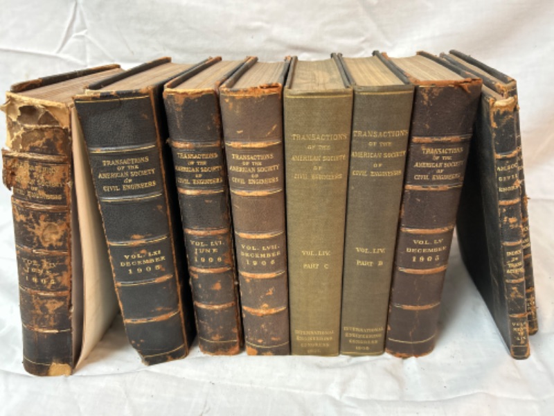 Photo 1 of Set of 9 Vintage Books Transactions of the American Society of Civil Engineers 1905 - 1908