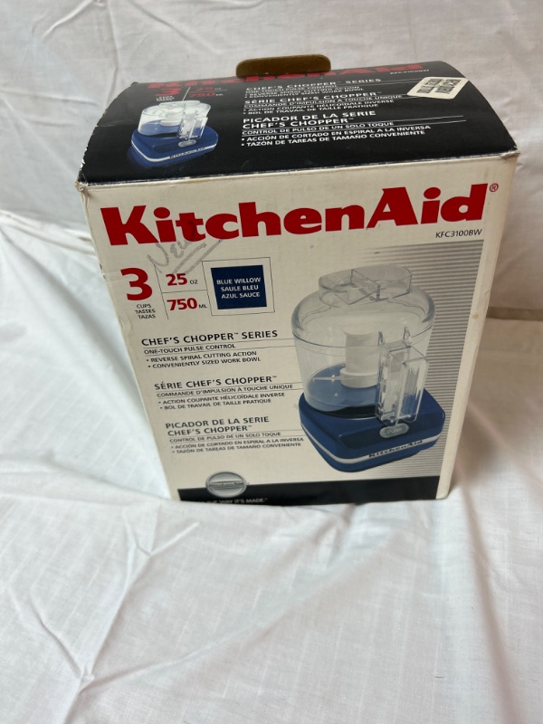 Photo 1 of New in box KitchenAid Chef's Chopper KFC3100BW Food Processor, has scratches on plastic cup