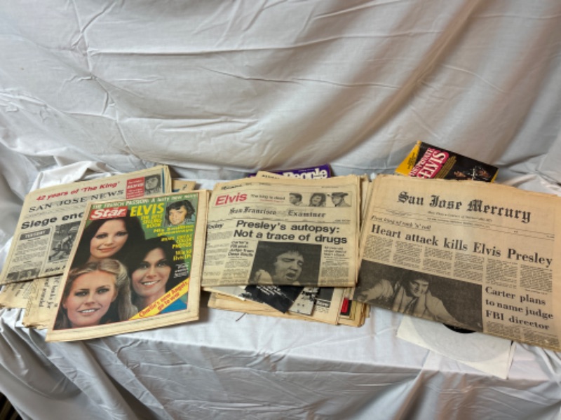 Photo 4 of Large Lot of Elvis Presley Memorabilia includes newspapers, magazines, books, salt and pepper shakers, cassette tapes, and concert ticket