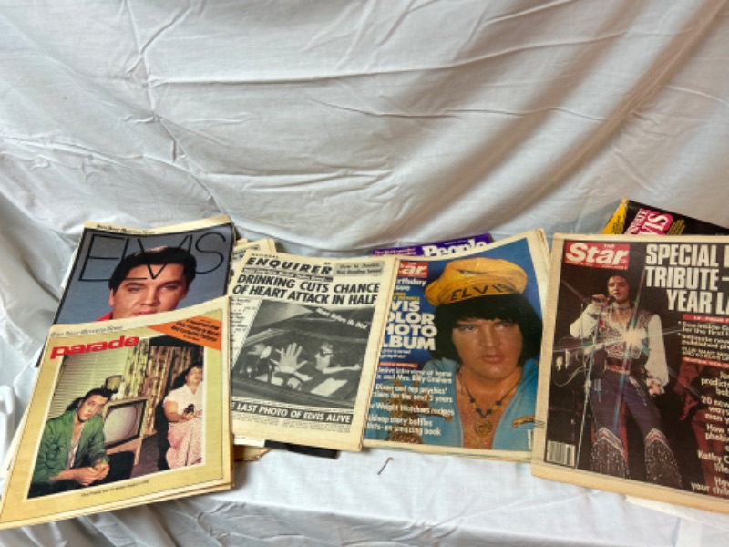 Photo 3 of Large Lot of Elvis Presley Memorabilia includes newspapers, magazines, books, salt and pepper shakers, cassette tapes, and concert ticket