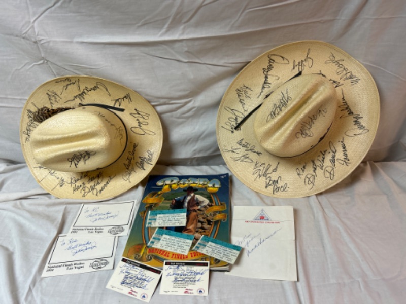 Photo 1 of Bullriders Autographed stetson hats poster tickets more