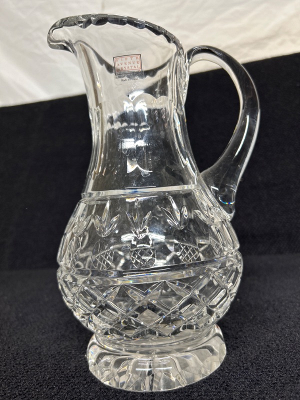 Photo 1 of Fifth Avenue handcut lead crystal pitcher 10 inches tall excellent condition 