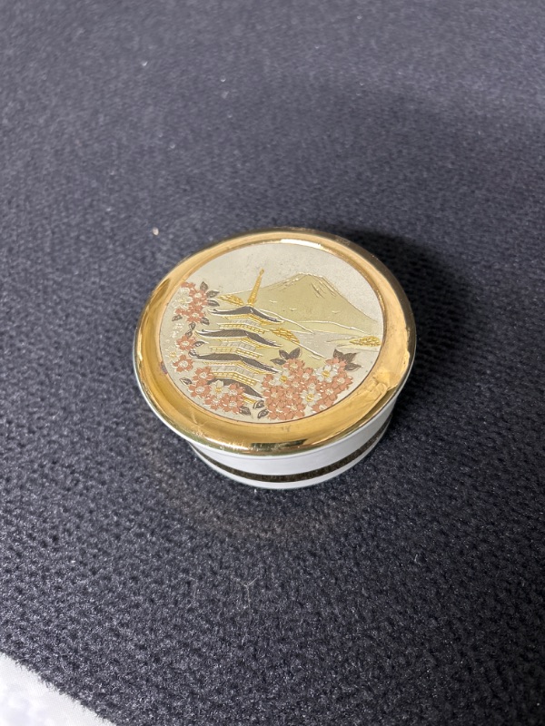 Photo 1 of small Art of Chokin japanese jewelry trinket box measures 3.75 across