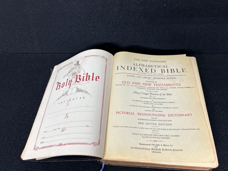 Photo 2 of Extra Large family Bible Blue ribbon edition 1936 measures 11.5 x 10.5 inches