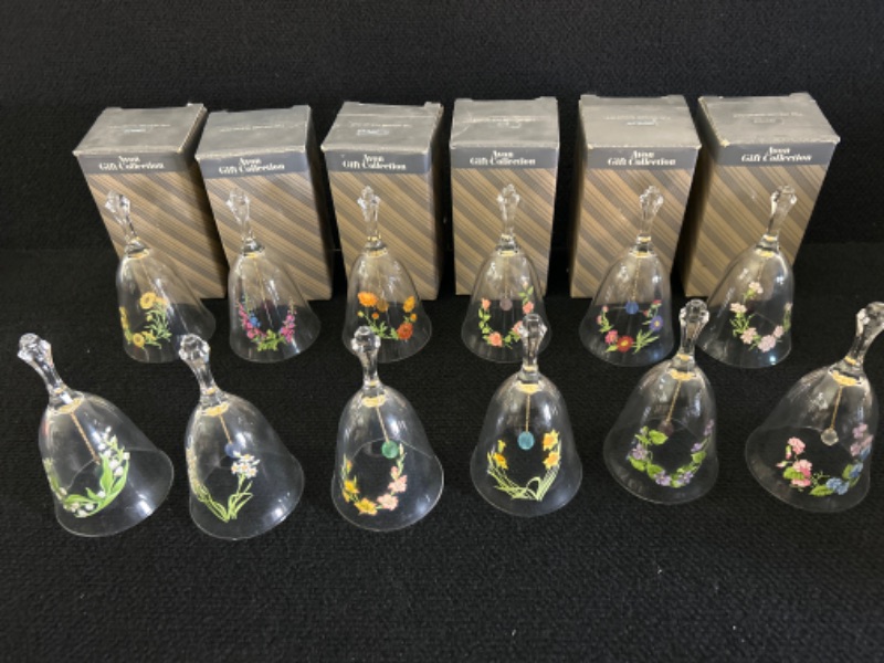 Photo 2 of Complete set of 12 Avon monthly flower floral bells in original boxes mint condition 