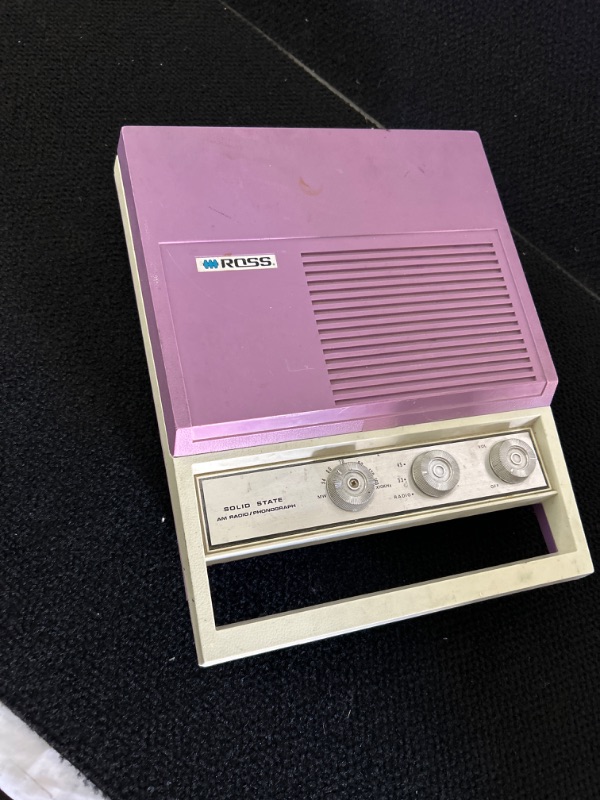 Photo 1 of Vintage Ross 7585 purple travel record player needs work spins very slow 