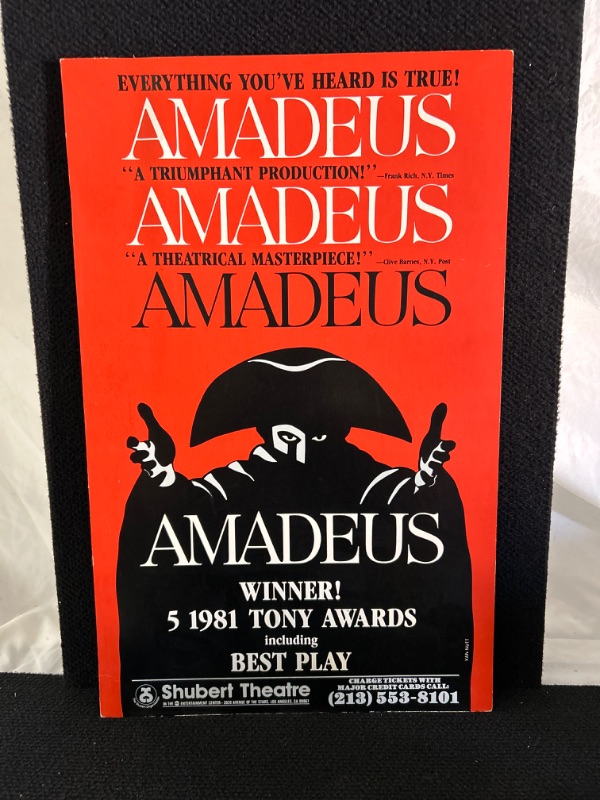 Photo 1 of Window card Play poster Amadeus Shubert theater measures 22 x 14