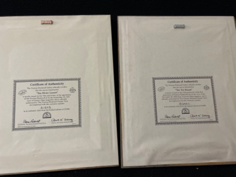 Photo 2 of 2 Norman Rockwell prints with certificates measure 13 x 11 inches  