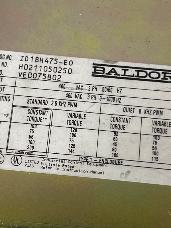 Photo 2 of Large Baldor Vector drive zd18h475-eo measures 30x18x12 