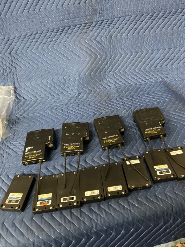 Photo 1 of Set of 4 Radiocom Tr-800 belt packs with 8 batteries untested 