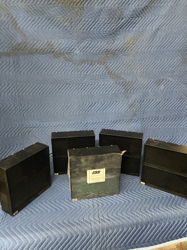 Photo 1 of set of 5 HSS HyperSonic sound audio systems four of these look used and one looks new, four are model S220A-VF1B and the new one is R220A-VF1A  untested unknown 