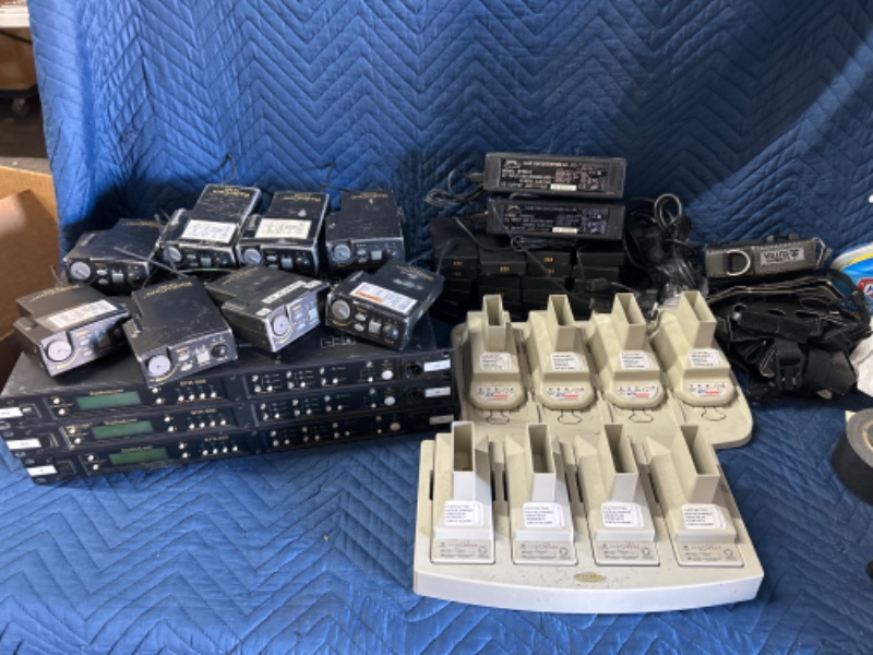 Photo 1 of 3 Telex Radiocom BTR-800 and 8 TR-800 beltpacks with covers and batteries and 2 Alexander ATI 2000 chargers All untested