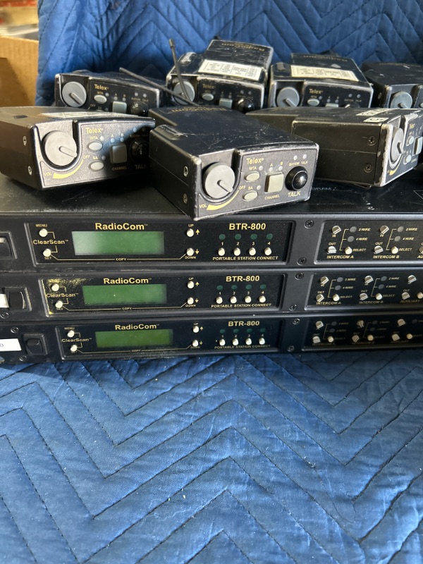 Photo 2 of 3 Telex Radiocom BTR-800 and 8 TR-800 beltpacks with covers and batteries and 2 Alexander ATI 2000 chargers All untested