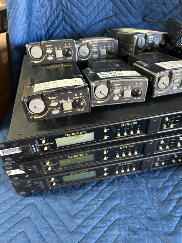 Photo 1 of 3 Telex Radiocom BTR-800 and 8 TR-800 beltpacks with covers and batteries and 2 Alexander ATI 2000 chargers All untested