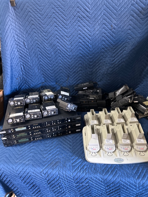 Photo 1 of 3 Telex Radiocom BTR-800 and 8 TR-800 beltpacks with covers and batteries and 2 Alexander ATI 2000 chargers All untested