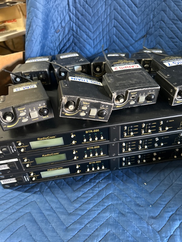 Photo 2 of 3 Telex Radiocom BTR-800 and 8 TR-800 beltpacks with covers and batteries and 2 Alexander ATI 2000 chargers All untested