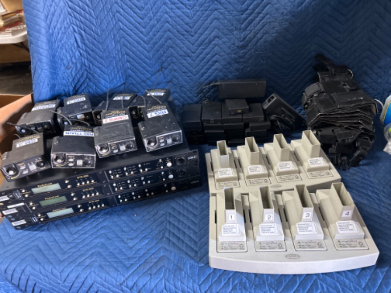 Photo 1 of 3 Telex Radiocom BTR-800 and 8 TR-800 beltpacks with covers and batteries and 2 Alexander ATI 2000 chargers All untested