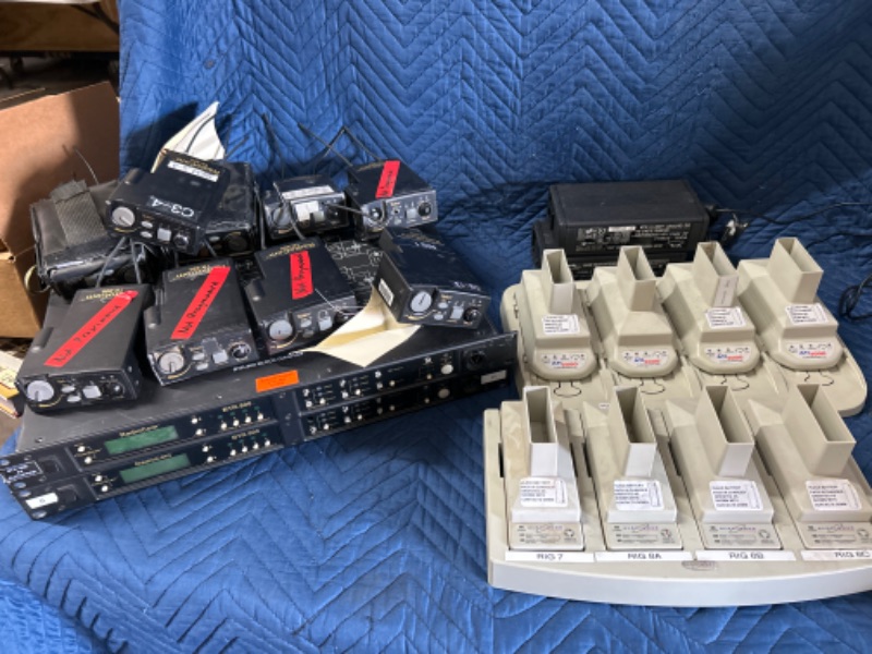 Photo 1 of 2 Telex Radiocom BTR-800 and 8 TR-800 beltpacks and 2 Alexander ATI 2000 chargers All untested This lot is Missing screws and knobs tag says issues