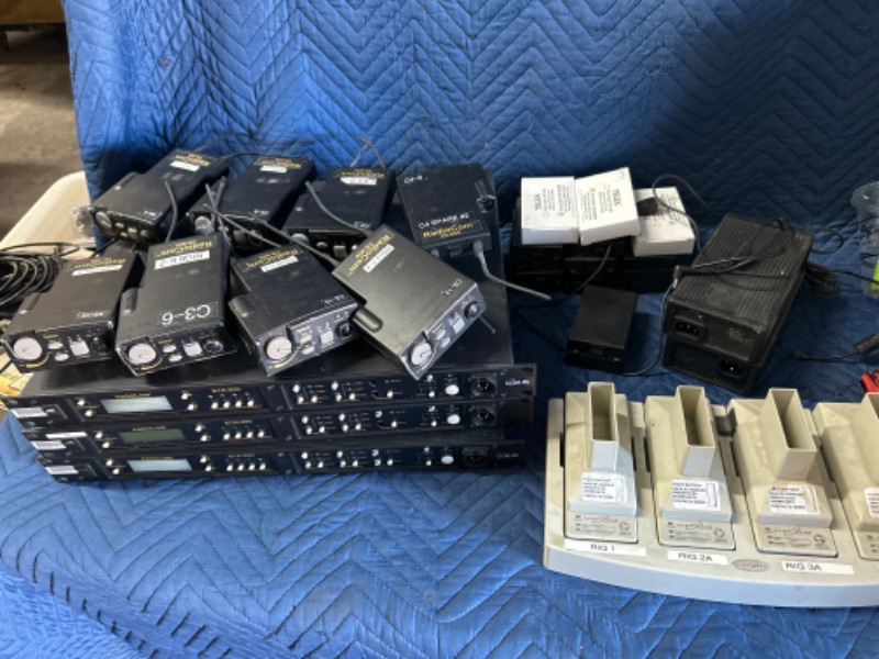 Photo 1 of 3 Telex Radiocom BTR-800 and 8 TR-800 beltpacks  and batteries and 1 Alexander ATI 2000 charger All untested