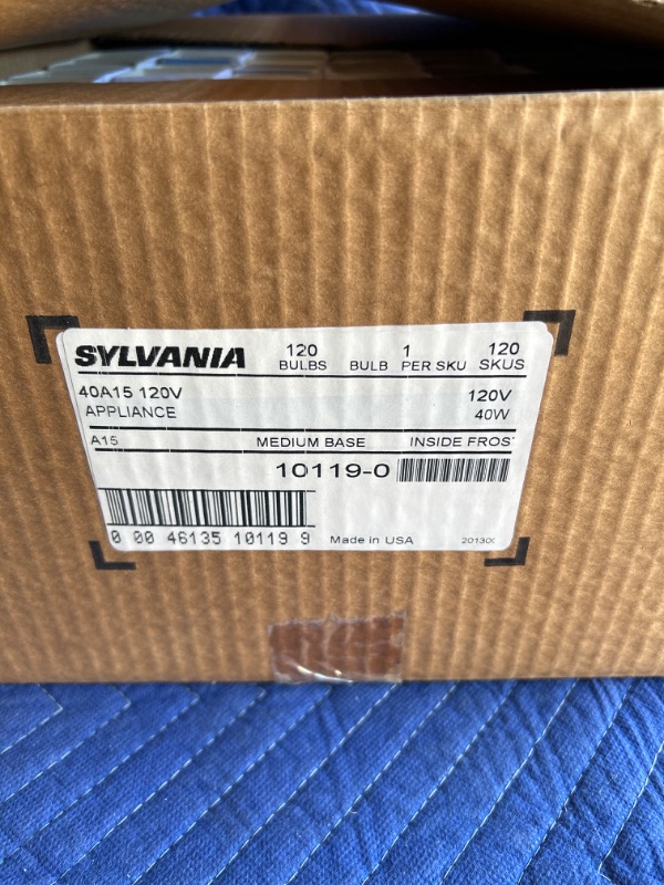 Photo 2 of New case of 120 appliance light bulbs Sylvania 40W 10019-0