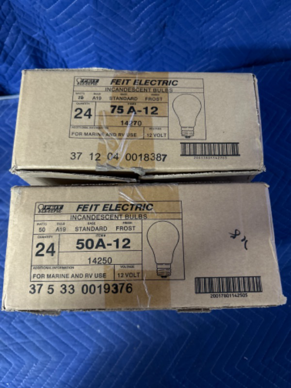 Photo 1 of 2 New cases of  12V feit light bulbs for RV or Marine 48 bulbs 50w and 75w 