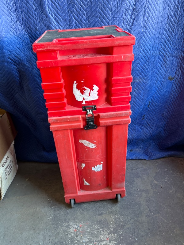 Photo 2 of Red plastic road case by Nomadic Display measures 16 x 16 x 41.5 inches  