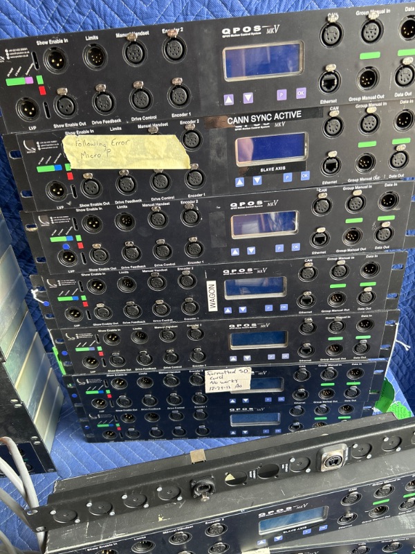 Photo 3 of Qpos Motion systems Automation control rack mount components and 2 Joystick controller untested some parts are marked not working