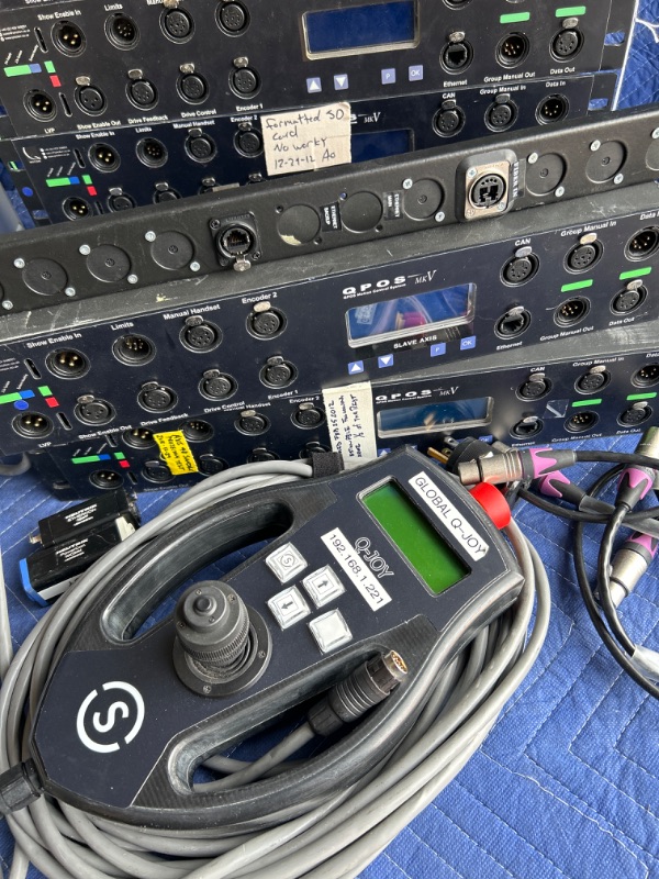 Photo 4 of Qpos Motion systems Automation control rack mount components and 2 Joystick controller untested some parts are marked not working