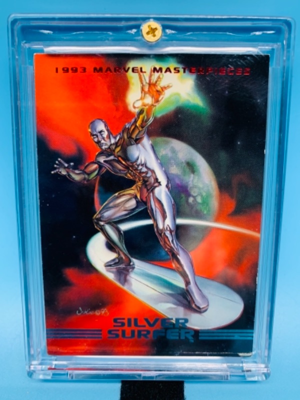 Photo 1 of 277715…marvel masterpieces 1993 silver surfer card 11 in hard plastic case - skybox 