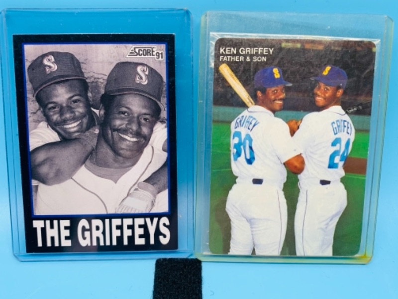 Photo 1 of 277717…two Ken Griffey father and son trading cards in hard plastic sleeves 1  is in sealed package