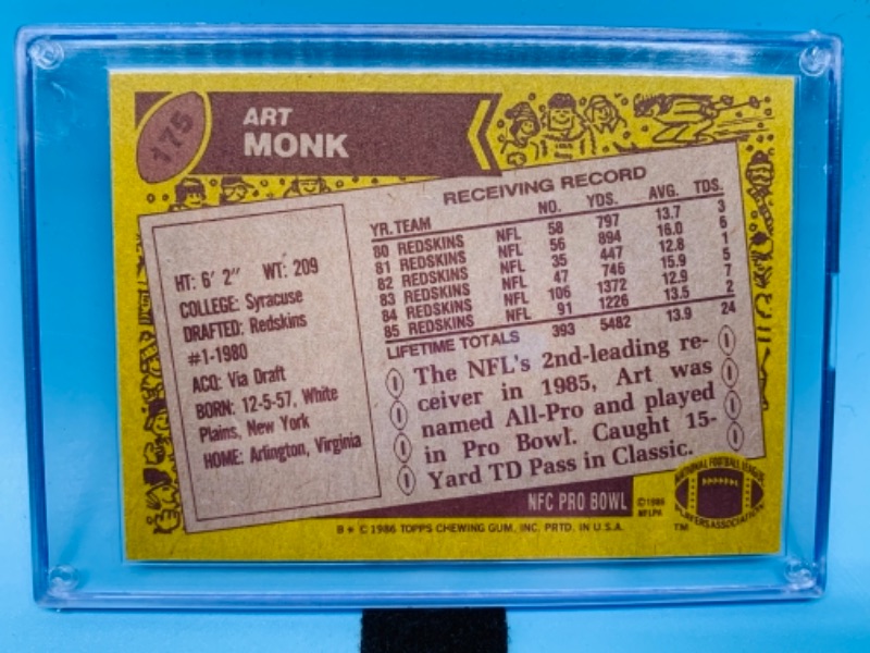 Photo 2 of 277721…topps 1986 art monk card 175 in hard plastic case 