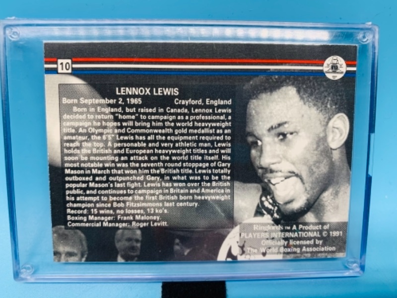 Photo 2 of 277722… ringlords  1991 Lennox  Lewis card 10 in hard plastic case