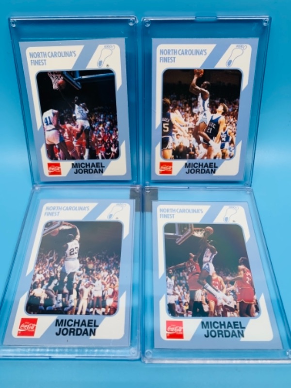 Photo 1 of 277745…1989 coca-Cola Michael Jordan cards in hard plastic cases