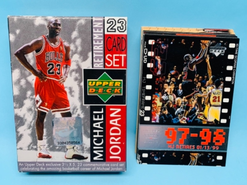 Photo 1 of 277747… 23 Michael Jordan cards - upper deck 1990 retirement set  in box-  3.5 x 5 inch cards 