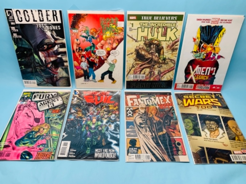 Photo 1 of 277754… eight comics all number ones in plastic sleeves