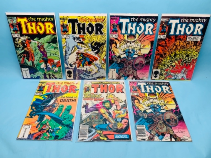 Photo 1 of 277759… seven vintage $.60 Thor comics in plastic sleeves