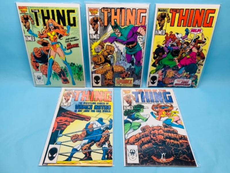 Photo 1 of 277760… five vintage $.75 the thing comics in plastic sleeves