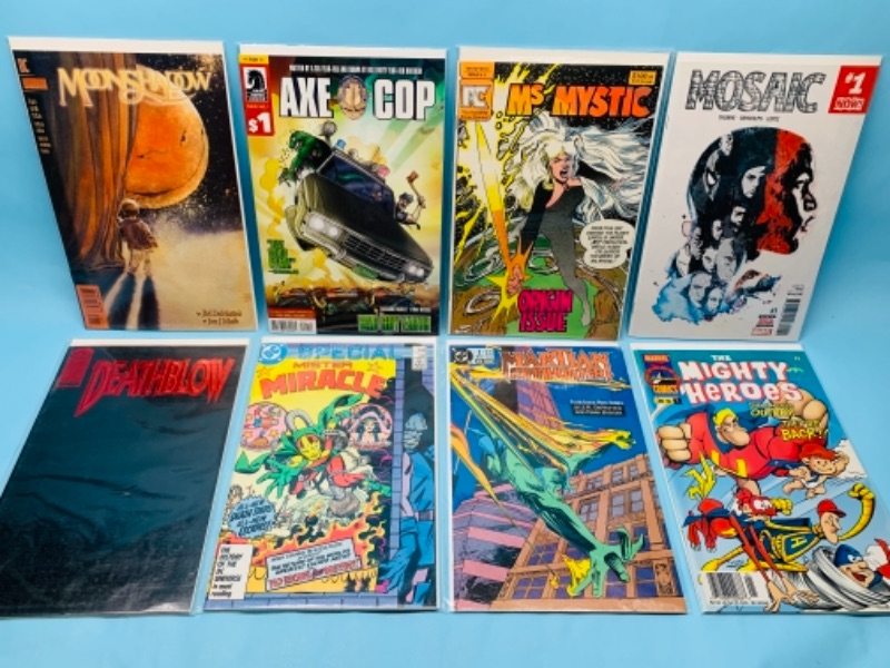 Photo 1 of 277764… eight comics all number ones in plastic sleeves