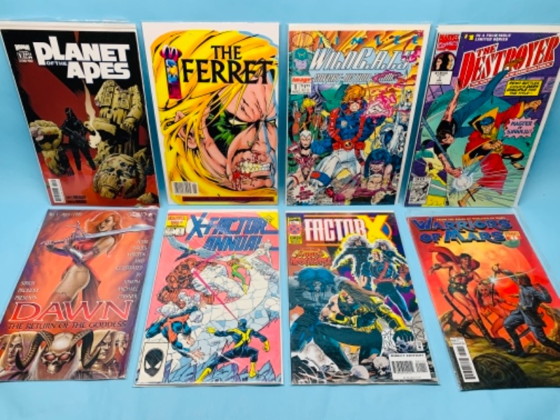 Photo 1 of 277765… eight comics all number ones in plastic sleeves