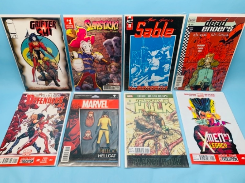 Photo 1 of 277779… eight comics all number ones in plastic sleeves