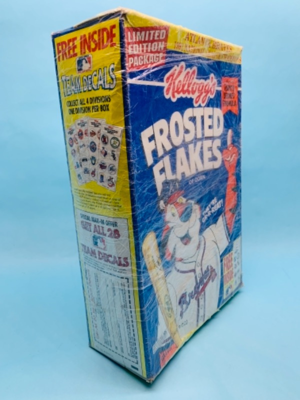 Photo 2 of 277790… vintage limited edition Kellogg’s frosted flakes Atlanta Braves sealed box of cereal- for display only not consumption 