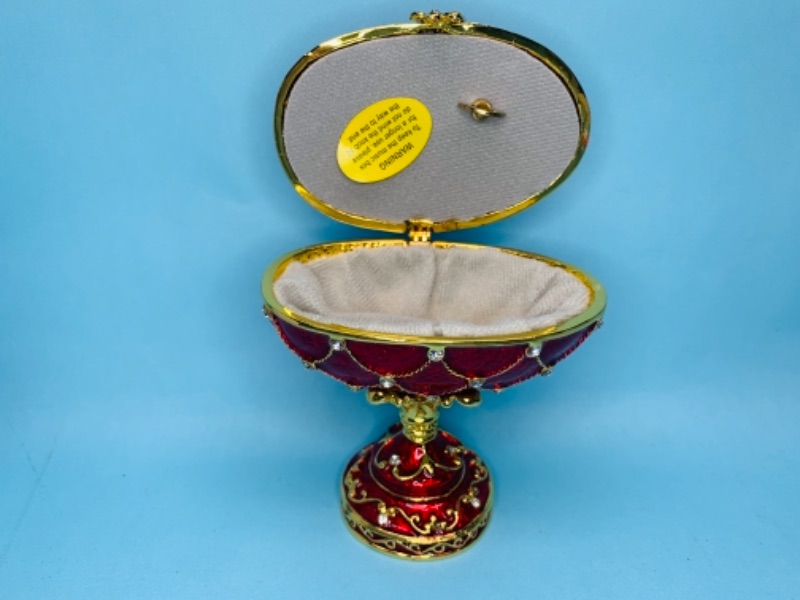 Photo 2 of 277802…4 inch impulse jeweled and crystal enamel hinged musical trinket box in box 