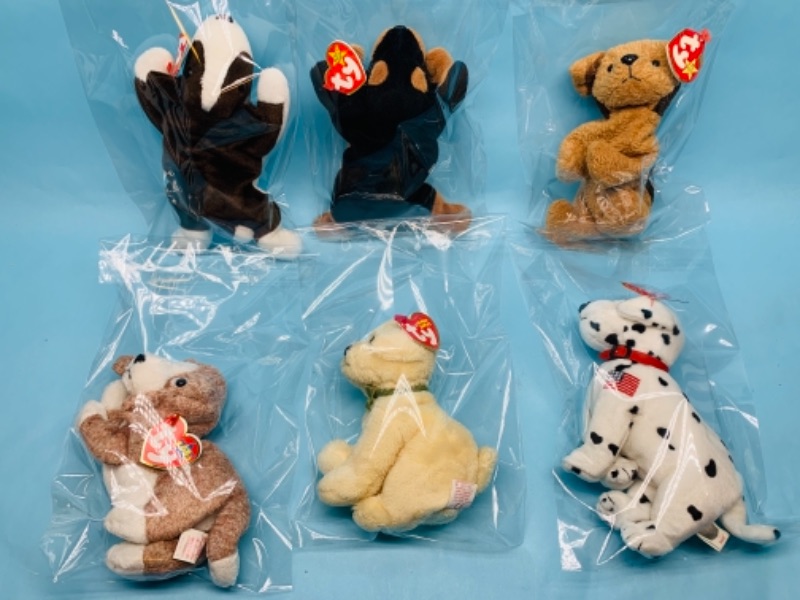 Photo 1 of 277829…6 ty beanie babies doggies in plastic bags 