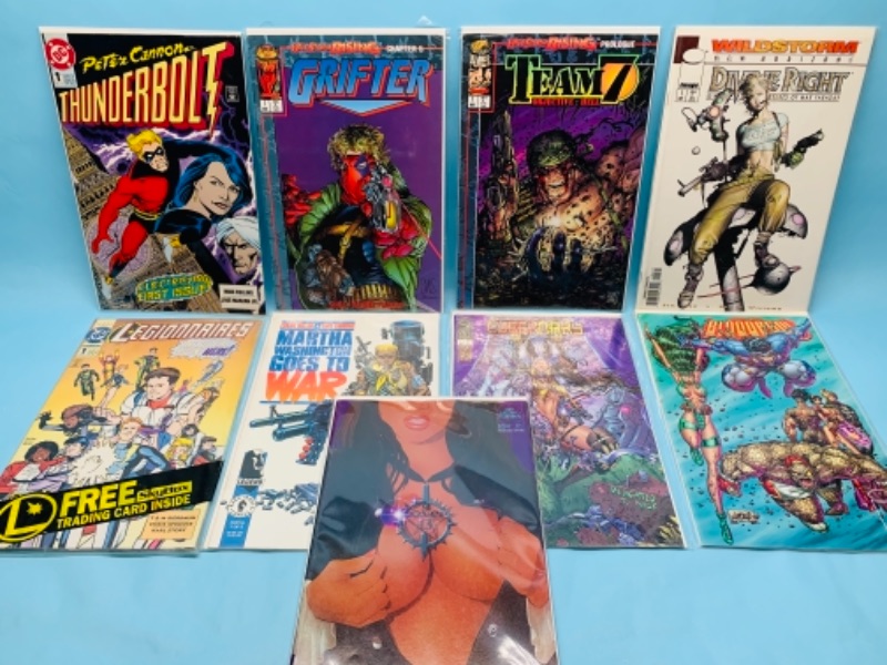 Photo 1 of 277850… nine comics all number ones in plastic sleeves