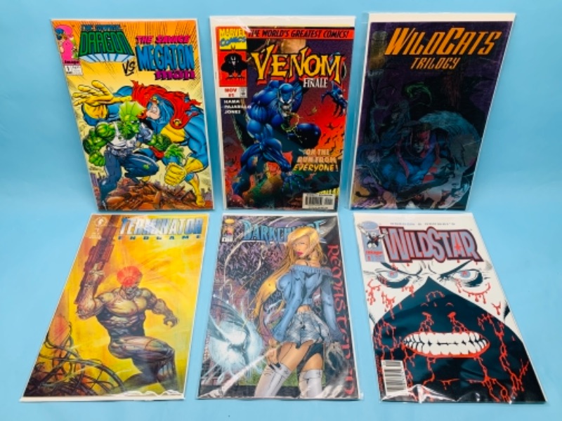 Photo 1 of 277852… six comics all number ones in plastic sleeves